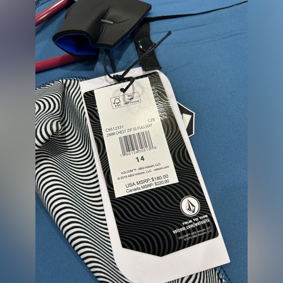 Volcom Boys Size 14 Modulator Wetsuit 2 mm Chest Zip Short Sleeve Blue NWT - Picture 7 of 7